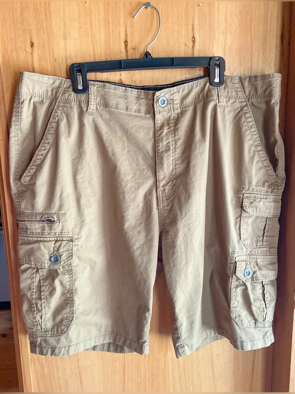 Iron Flex Stretch Twill Cargo Shorts Tan Flex Waistband Gorpcore Size 40